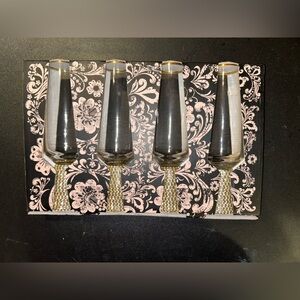 Champagne Flute Rhinestone Gold Trim Champagne Flutes NWT